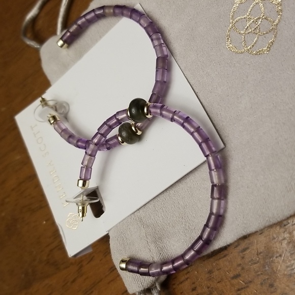 Kendra Scott purple amethyst Insley Hoop Earrings NWT - Picture 2 of 6